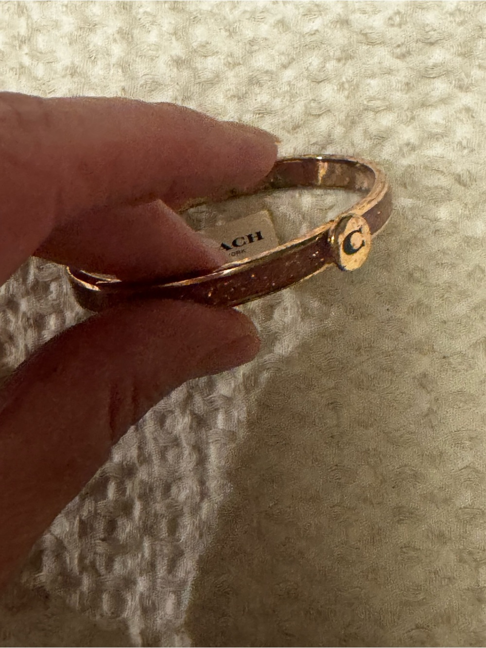 Coach Gold-Tone Pink Glitter C Initial Bangle Bracelet F39599 - Picture 14 of 15